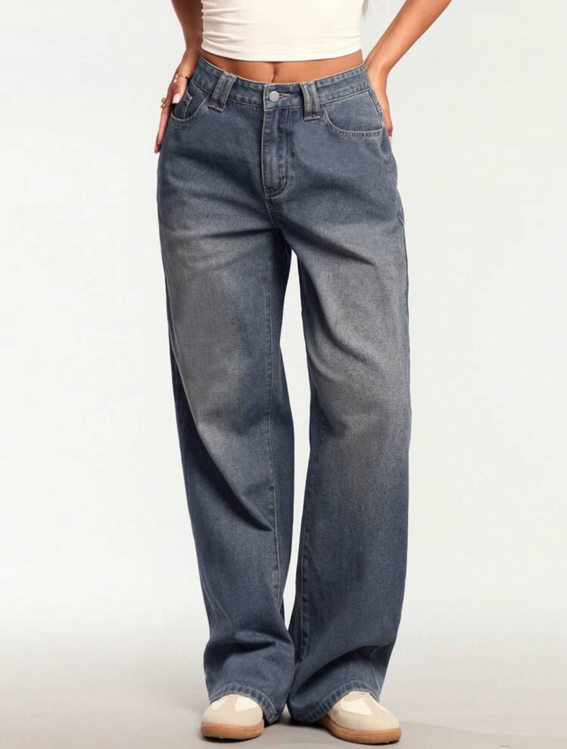 Forever 21 Nuevos Jeans de mezclilla clásicos de pierna ancha lavados de estilo retro de otoño/invierno