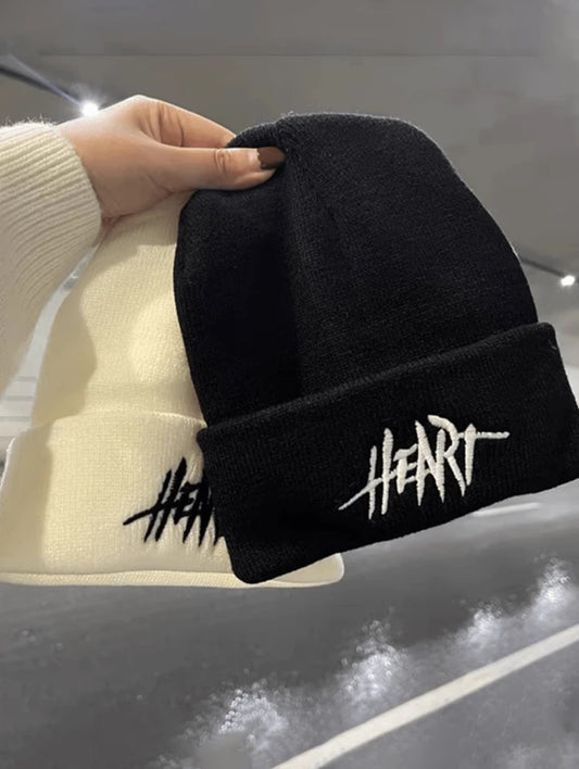 1 pieza Gorro de punto de otoño/invierno con bordado de letra, gorro de esquí casual y cálido para parejas