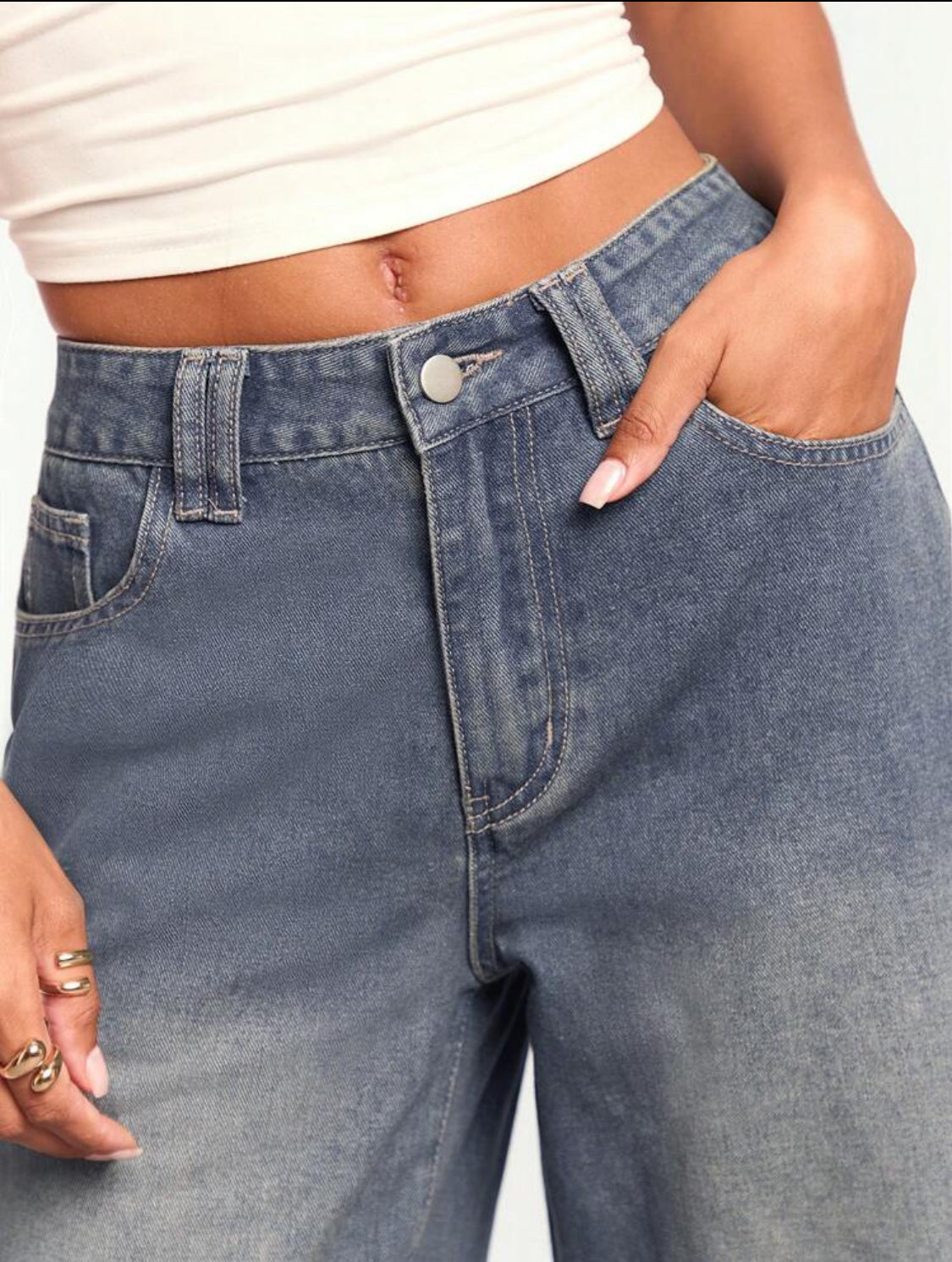 Forever 21 Nuevos Jeans de mezclilla clásicos de pierna ancha lavados de estilo retro de otoño/invierno