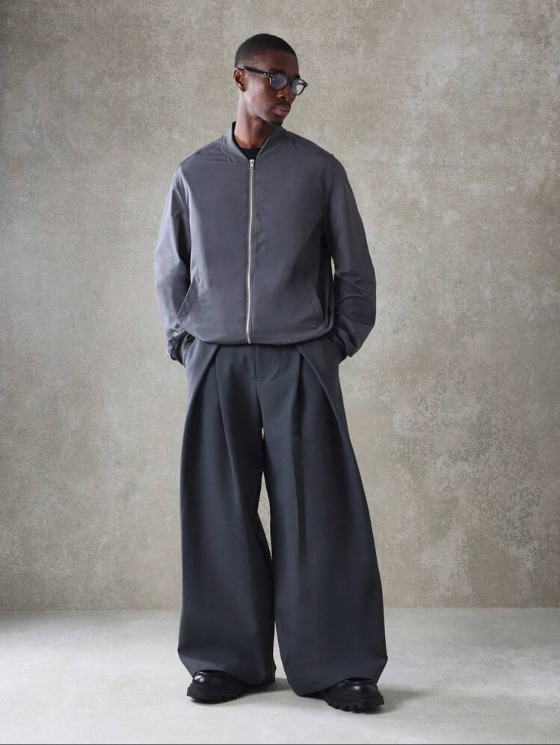SUMWON Chaqueta bomber ajustada con cremallera