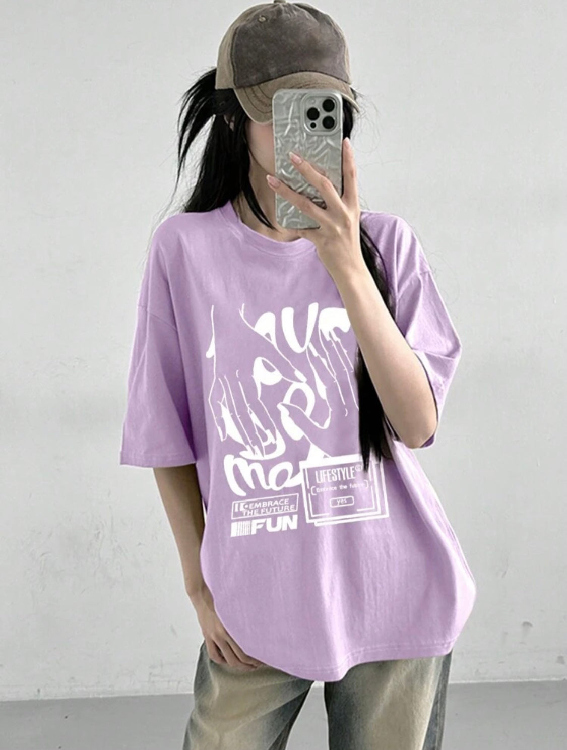 Remera Oversize DAZY Camiseta suelta con diseño gráfico de estilo urbano para mujeres