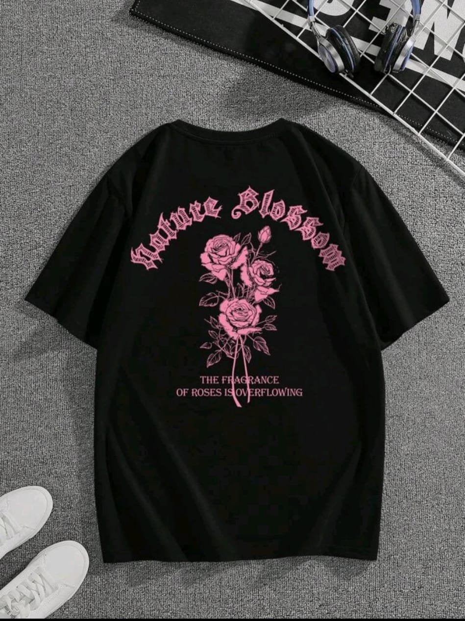 Remera Oversize Manfinity Dauomo Hombres Camiseta con estampado floral con slogan
